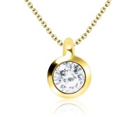 Gold Plated Necklace Silver Plain Circle SPE-80n-GP